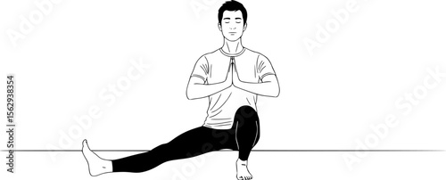 man doing yoga, vector