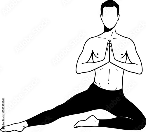 man doing yoga, vector