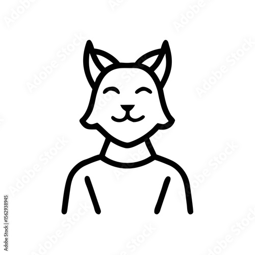 Cat Character Icon Outline Animal Avatar Illustration