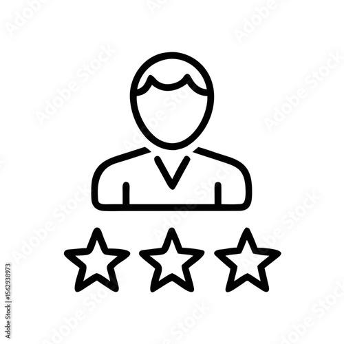 User Review Rating Icon with Stars in Line Style