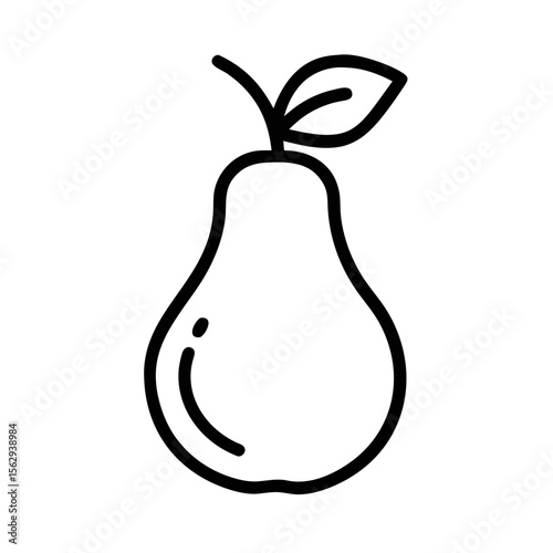 Pear Fruit Icon in Minimal Line Style Isolated on White Background