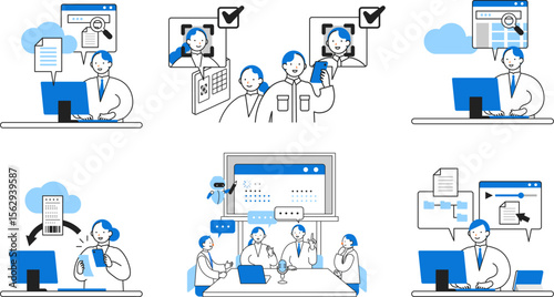 DX デジタルトランスフォーメーションを推進する社会のイラスト　クラウド文書管理