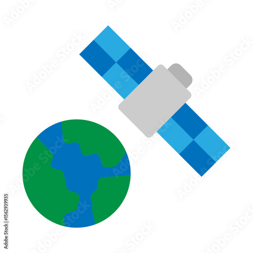 Remote Sensing Satellite Vector Flat Icon Design