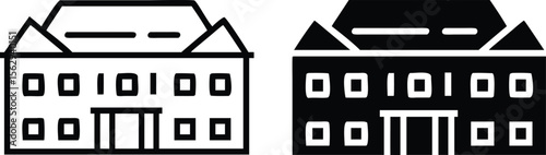 Haunted House Icon Set, Spooky Mansion Silhouette Vector Illustration for Halloween