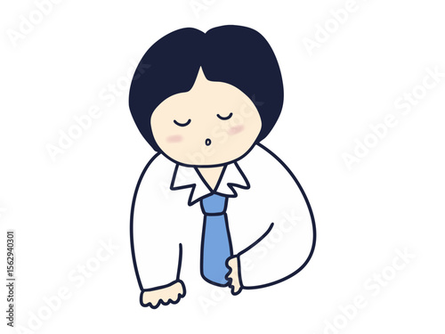 정장을 입은 귀여운 만화 캐릭터