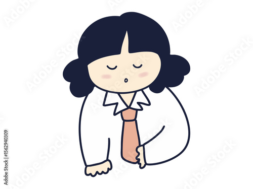 정장을 입은 귀여운 만화 캐릭터