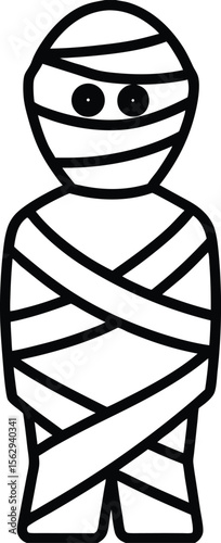 Black and white cartoon illustration of a man with Japanese kanji calligraphy symbols