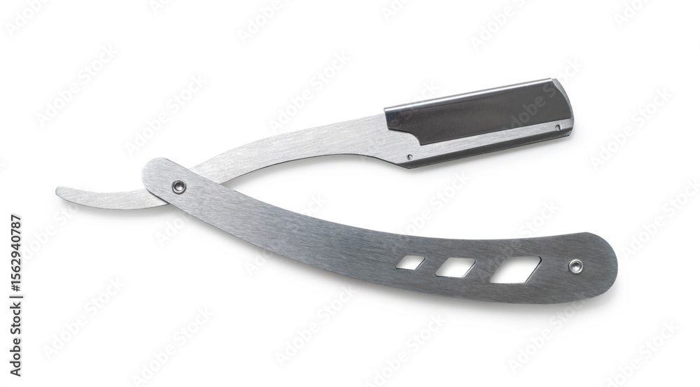 Fototapeta premium barber razor close up on white background