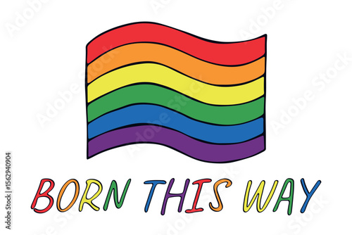 Colorful Gay pride flag Happy pride day LGBTQ community Pride Month Vector hand drawn doodle for posters, stickers, logo, cards