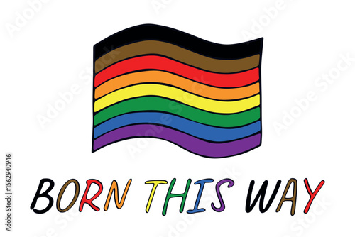 Colorful Gay pride flag Happy pride day LGBTQ community Pride Month Vector hand drawn doodle for posters, stickers, logo, cards