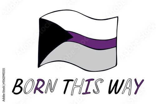 Colorful Demisexual pride flag Happy pride day LGBTQ community Pride Month Vector hand drawn doodle for posters, stickers, logo, cards