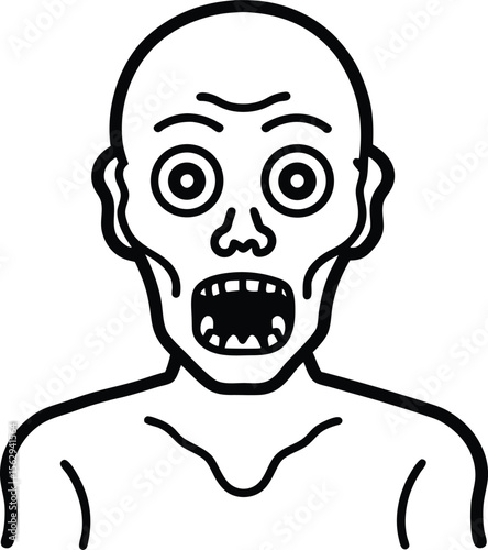 Funny cartoon zombie with a scary skull face, perfect for a spooky Halloween vector illustration of death and horror