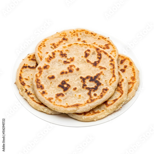 A Serving of Sri Lankan Pol Roti Coconut Flatbreads with Sweet Onion Relish on isolated transparent background