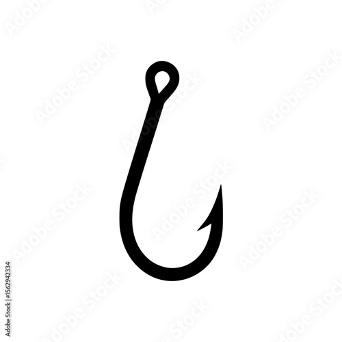 Simple black fishing hook icon