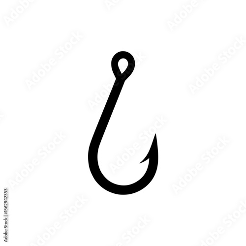 Simple black fishing hook icon