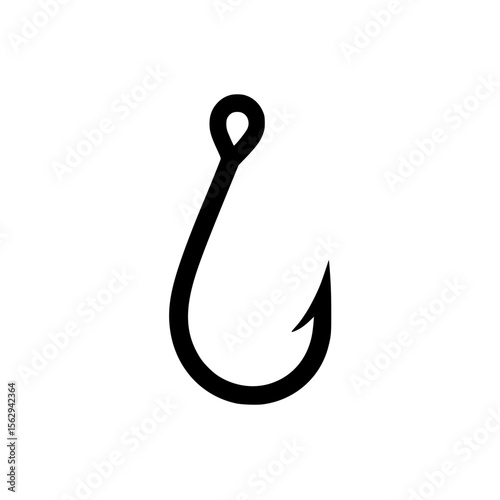 Simple black fishing hook icon
