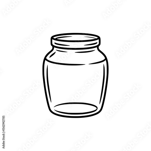 Minimalistic black outline illustration of an empty glass jar