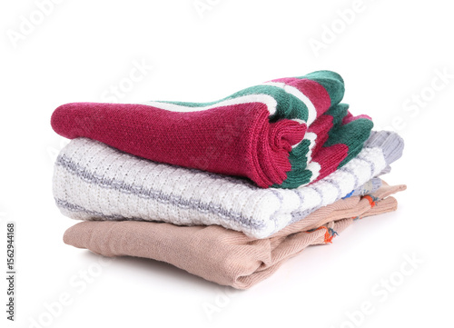 Stack of folded warm knitte...
