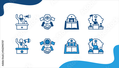 Power and politics banner web icon vector illustration for 
