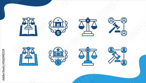 Power and politics banner web icon vector illustration for Constitution, Corruption, Judicial, Policy.