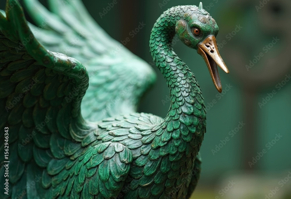 Fototapeta premium Close up of peacock spreading its wings in art