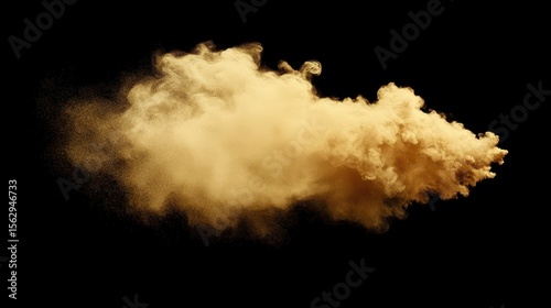 Beige cloud of dust and particles on a dark background