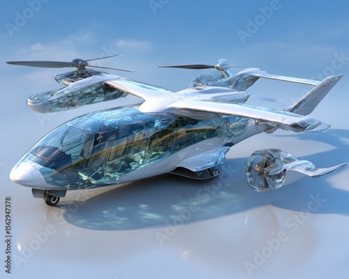 Wallpaper Mural Futuristic, white, VTOL aircraft Torontodigital.ca