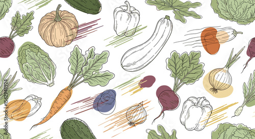 A Collection of Colorful Vegetables Scattered on a White Surface in a Pattern