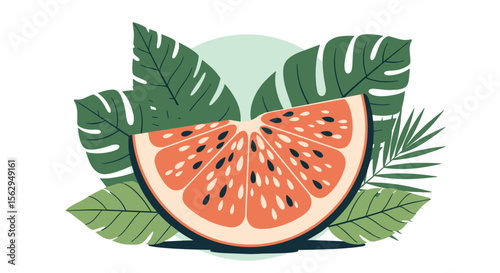 Aromatic Citrus Burst with Tropical Leaves Embracing the Essence of Refreshment and Freshness