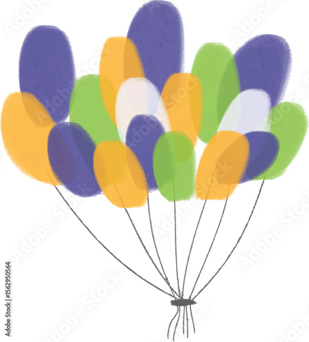 Cute and festive watercolor balloons painted in a playful style, suitable for birthday party invitations, baby shower themes, and joyful children’s artwork.
