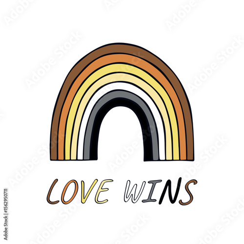 Colorful rainbow shape Bear brotherhood pride flag Happy pride day LGBTQIA community Pride Month Vector hand drawn doodle for posters, stickers, logo, cards