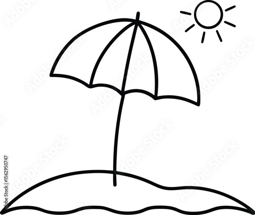 vector illustration of an umbrella and sand