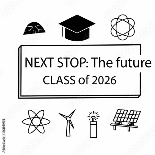 Graduation Cap Igloo Atom Windmill Solar Panels wind turbine