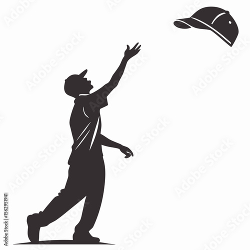 Silhouette of person throwing cap into the air vector