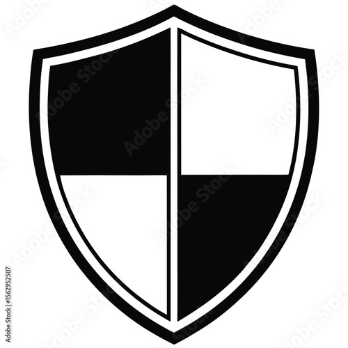 Black and white shield design geometric minimalist style protection and security