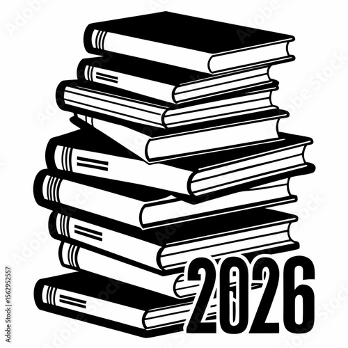 Stacked books with class of twenty six learning education