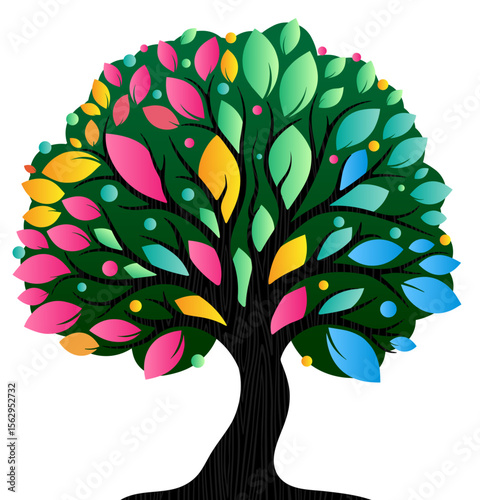 Tree of life with leaves vector illustration of a colorful tree with roots