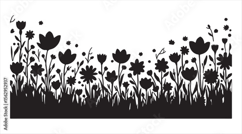 a doodle-style flowerbed filled with hand-drawn flowers

