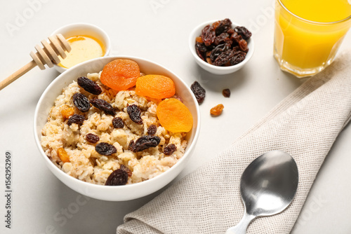 Tasty oatmeal with dried fr...