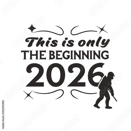 Beginning journey silhouette with stars and flourishes person walking
