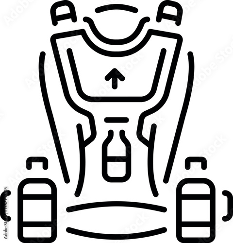 A linear style icon representing a hydration pack 