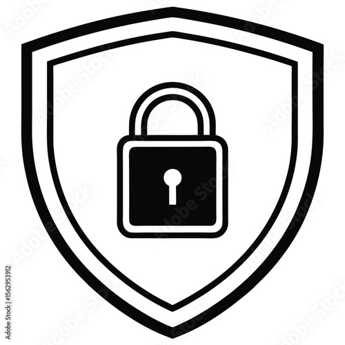 Shield icon with padlock illustrating security and protection concept