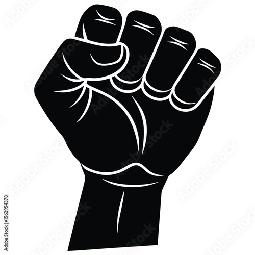 Vector illustration of a raised black fist symbolizing protest and strength
