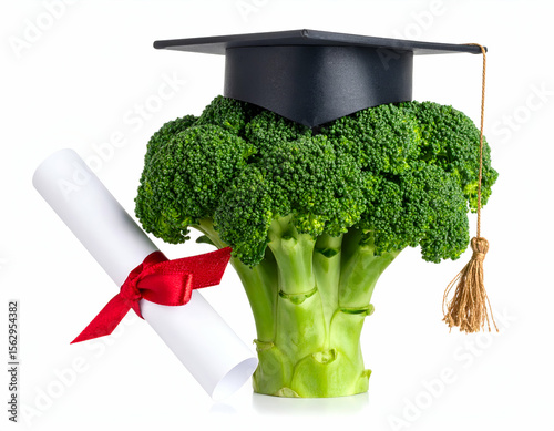 Smart Broccoli Graduates A Cartoon Vegetable Achieves Academic Excellence