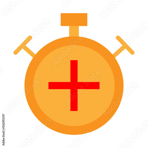 Alarm Add Vector Flat Icon Design
