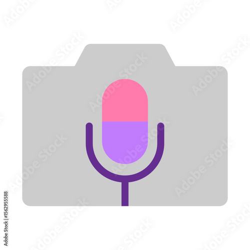 Perm Camera Mic Vector Flat Icon Design