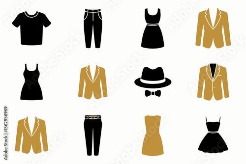Stylish Apparel Icons Versatile Fashion Graphics for Design Projects