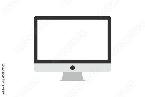 Modern Desktop Computer Clean Design, Blank Screen, and Simple Illustration