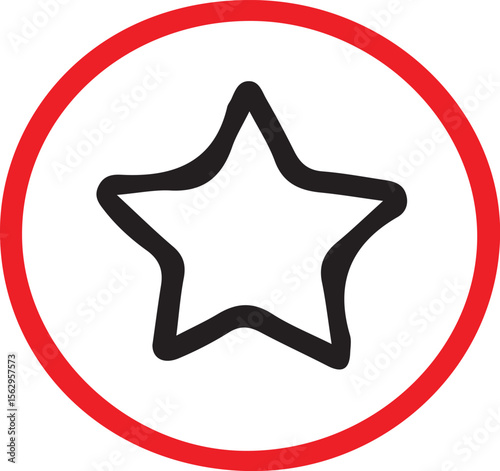 A simple star icon inside a red circle on a white background design