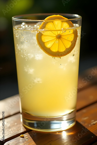 Refreshing lemonade, water, or citrus-infused water in a glass, isolated with ice and a lemon slice, offers a healthy, cold, and fresh beverage option